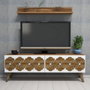 Hanah Home Mueble TV Nogal Diseño Floral Moderno Elegante con Almacenamiento 120cm